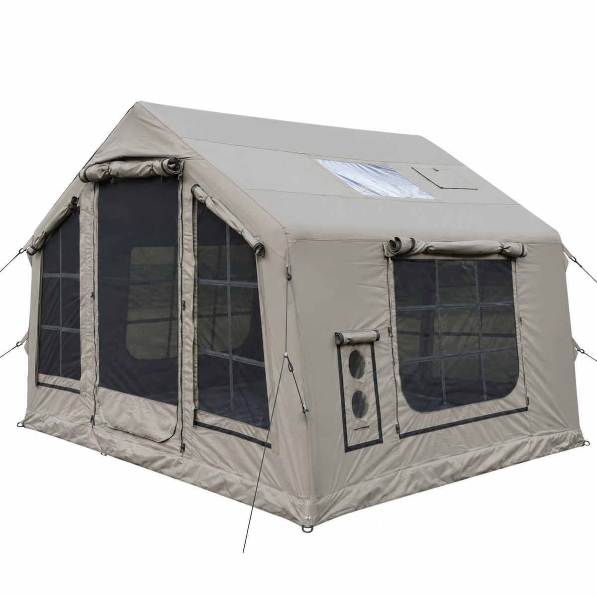 Inflatable cabin tent with skylight