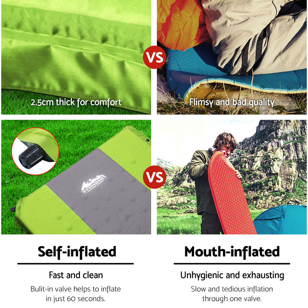Weisshorn Single Self-Inflating Sleeping Mat – Green
