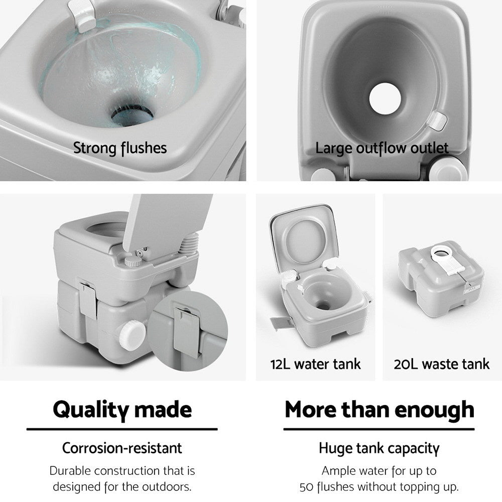 Weisshorn 20L Portable Flushing Camping Toilet