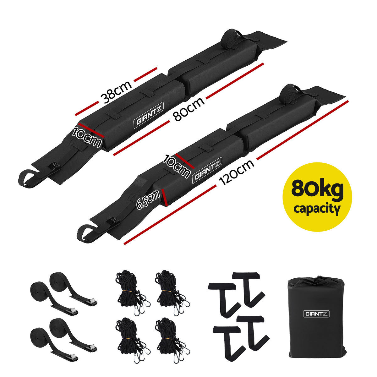 GIANTZ Universal Soft Roof Rack Pads – 80kg