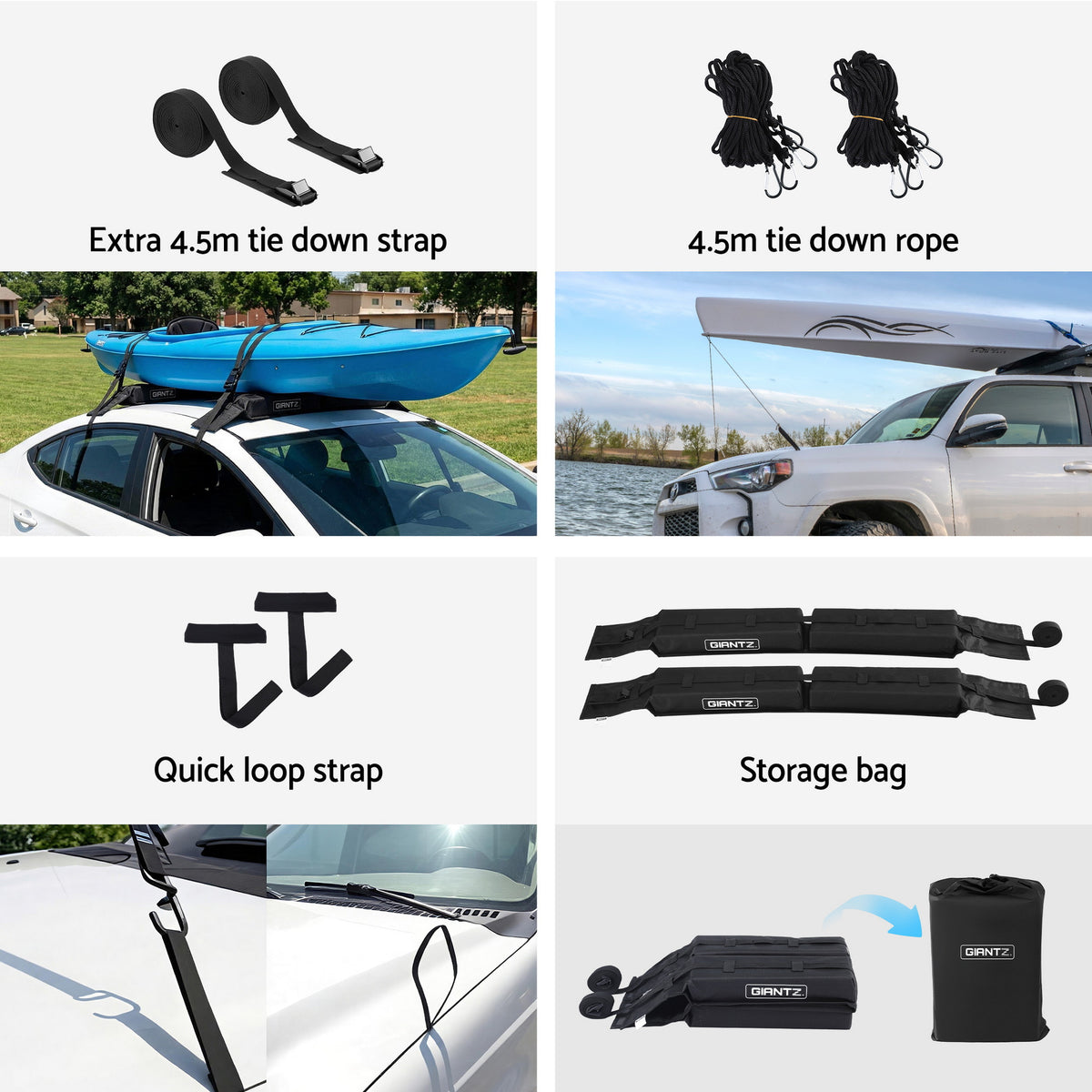 GIANTZ Universal Soft Roof Rack Pads – 80kg