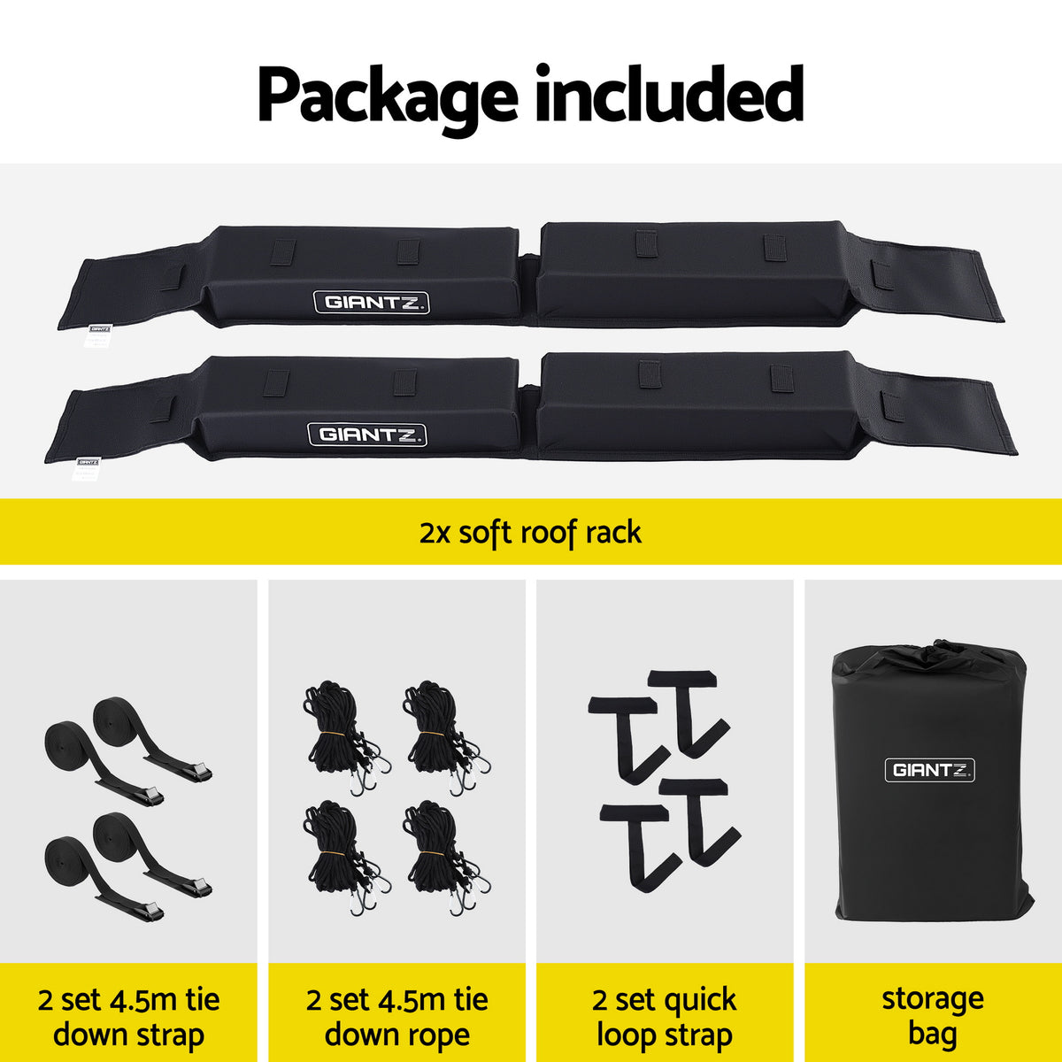 GIANTZ Universal Soft Roof Rack Pads – 80kg
