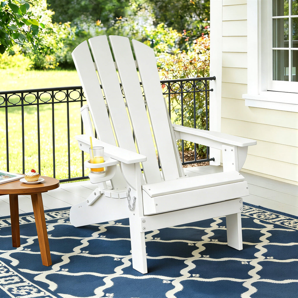 Gardeon Folding Adirondack Chair – White
