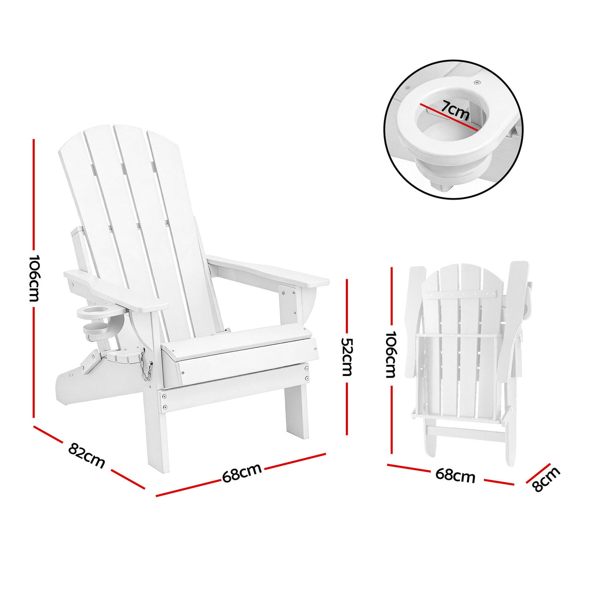 Gardeon Folding Adirondack Chair – White