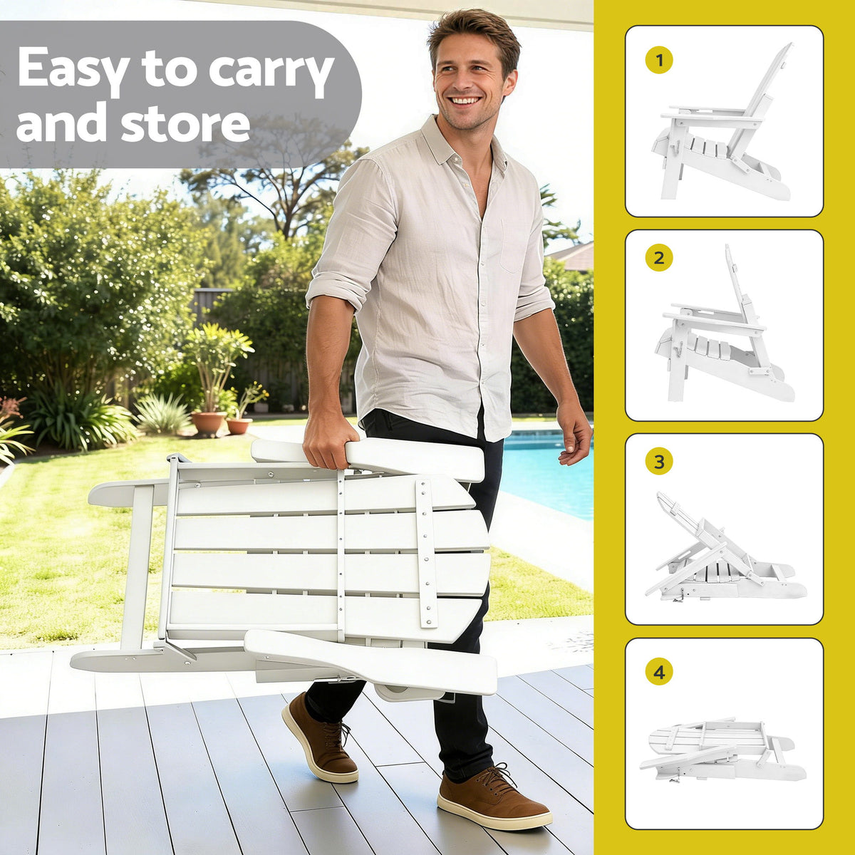 Gardeon Folding Adirondack Chair – White