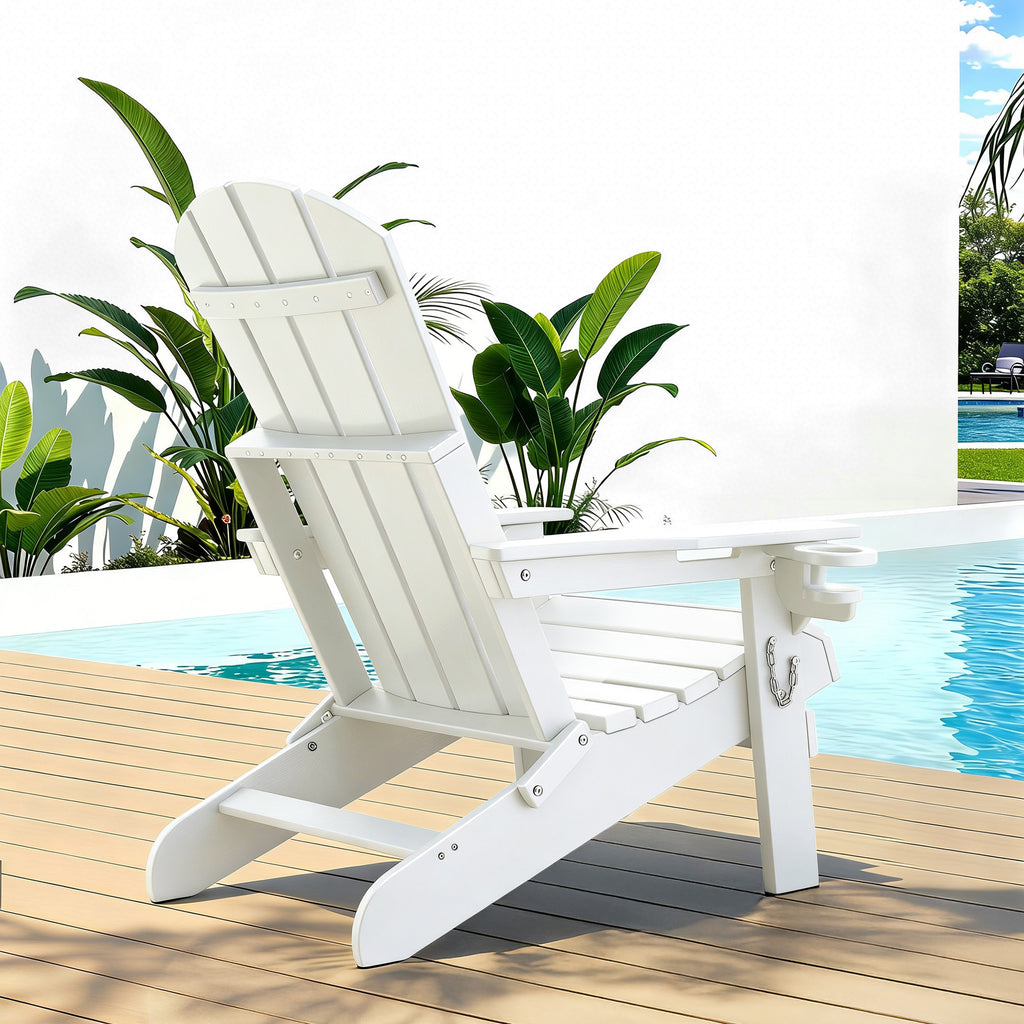 Gardeon Folding Adirondack Chair – White