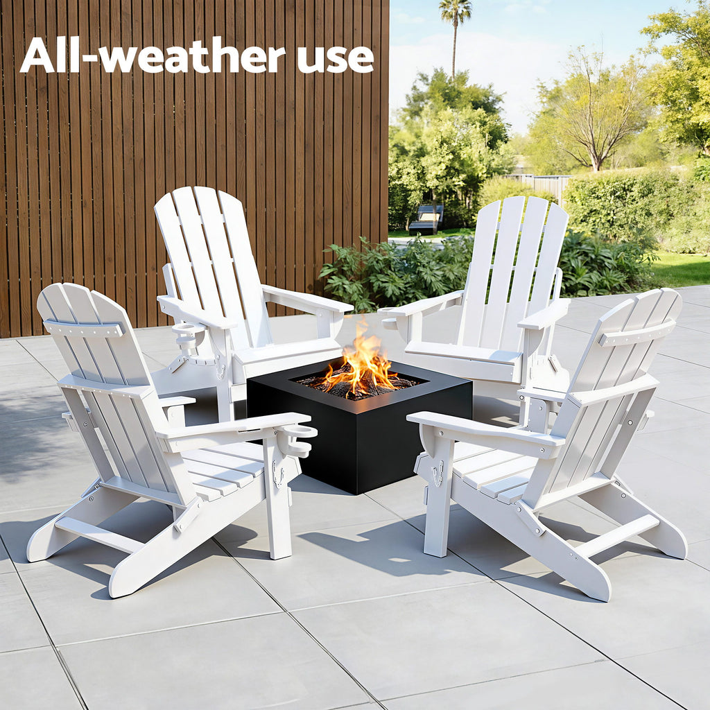 Gardeon Folding Adirondack Chair – White