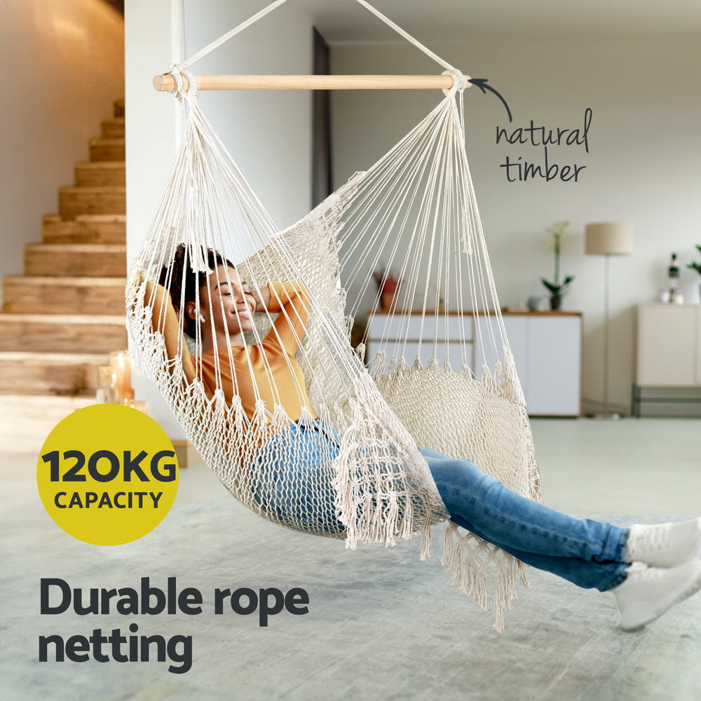Gardeon Hanging Hammock Chair – Cream