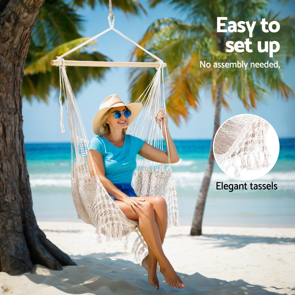 Gardeon Hanging Hammock Chair – Cream