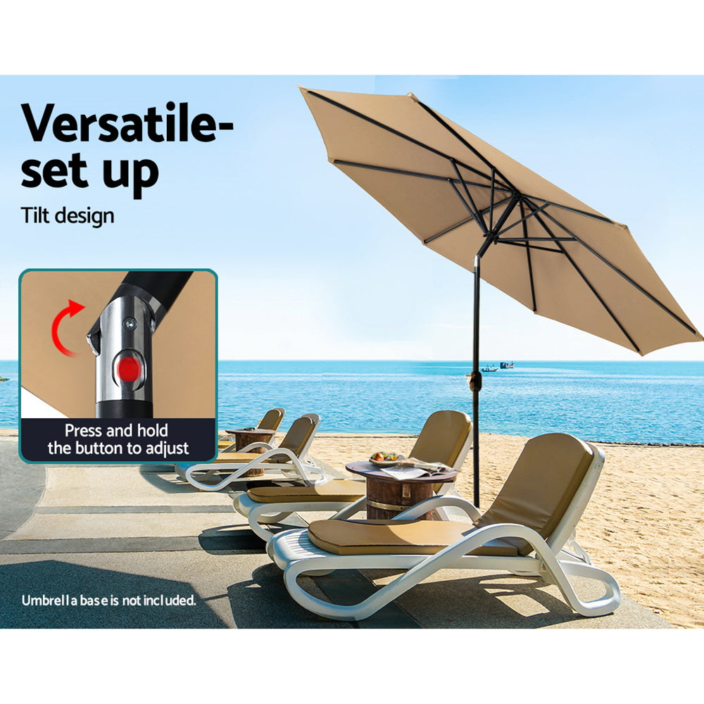 Instahut 3m Tilting Beach & Patio Umbrella – Beige