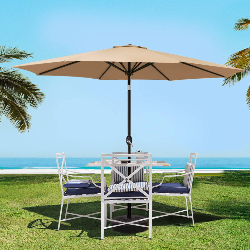 Instahut 3m Tilting Beach & Patio Umbrella – Beige