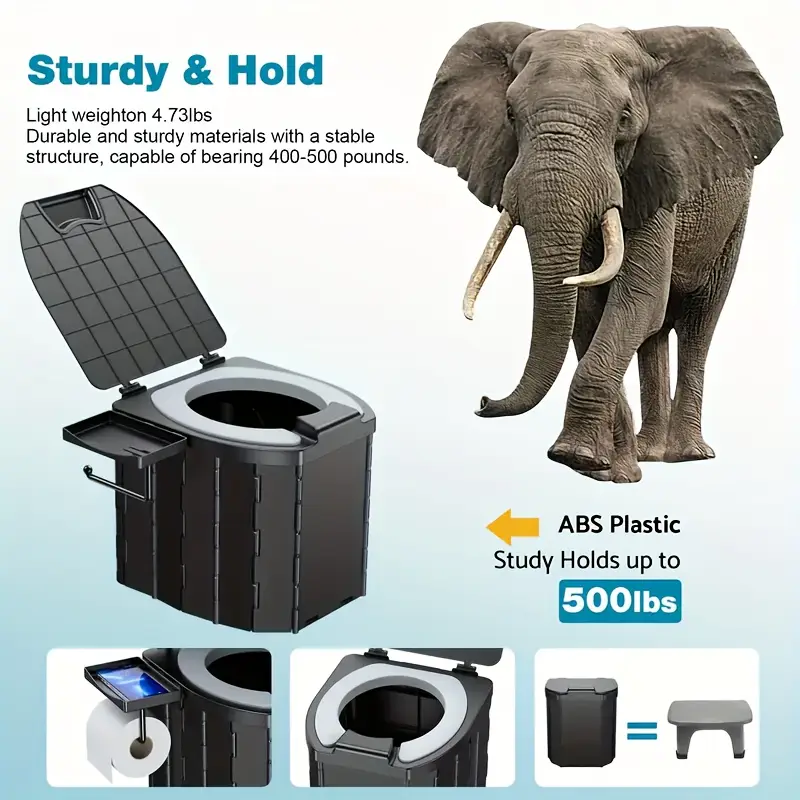 Folding Portable Camping Toilet with Cushioned Seat