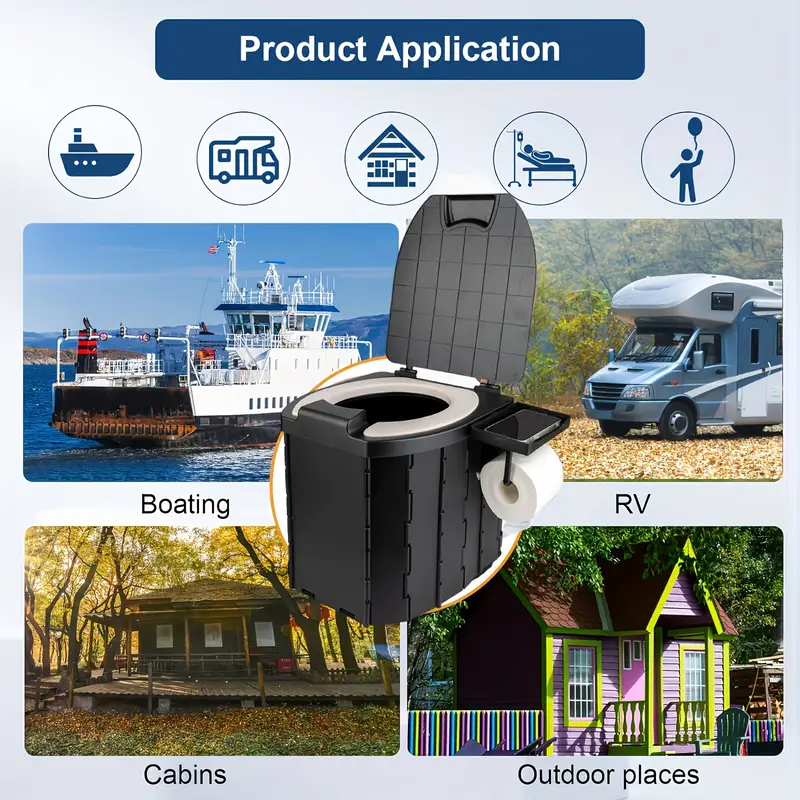 Folding Portable Camping Toilet with Cushioned Seat