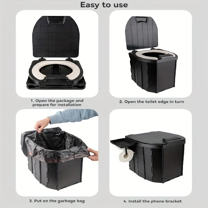 Folding Portable Camping Toilet with Cushioned Seat