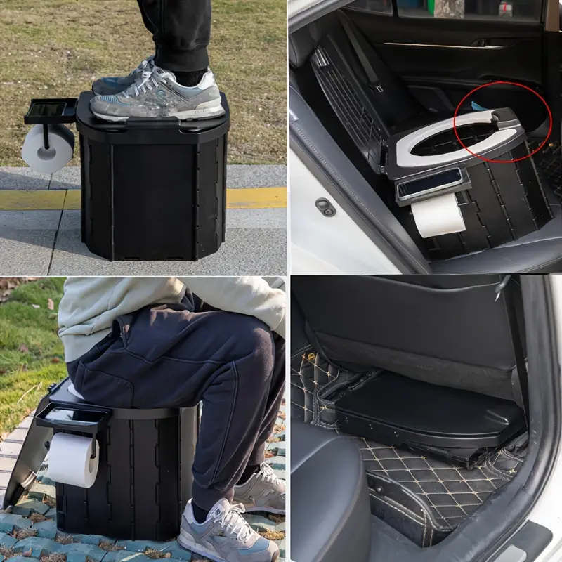 Folding Portable Camping Toilet with Cushioned Seat