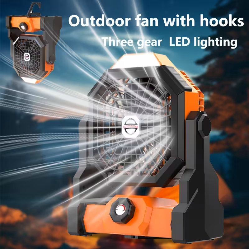 Rechargeable 7800mAh Camp Fan with LED Light