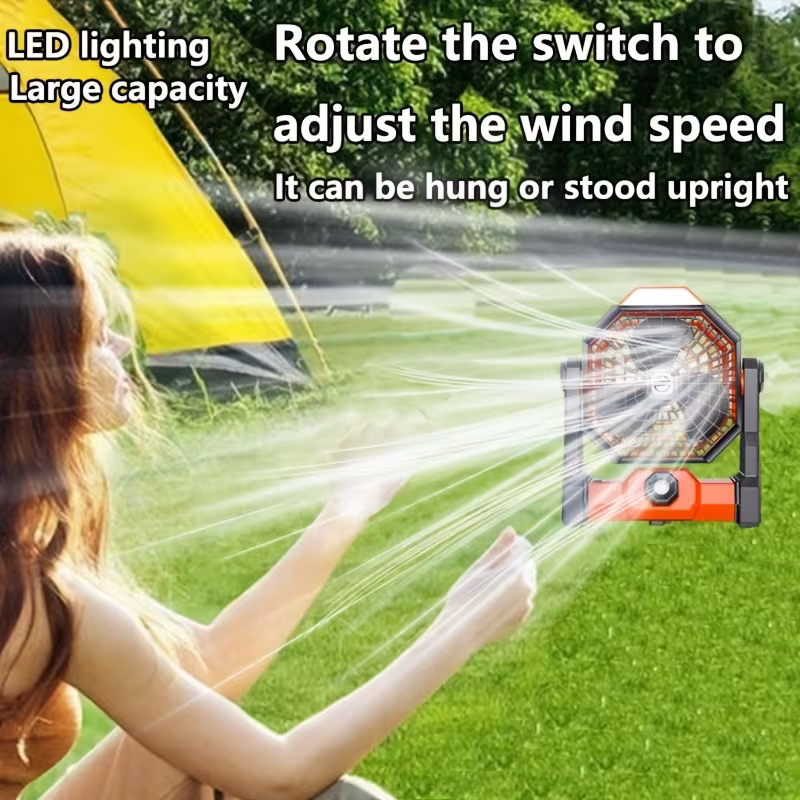 Rechargeable 7800mAh Camp Fan with LED Light