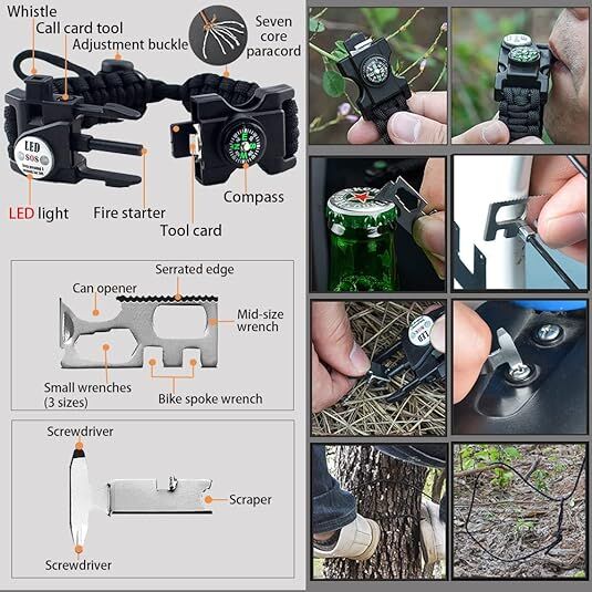 21-in-1 Paracord Survival Bracelet – 2 Pack