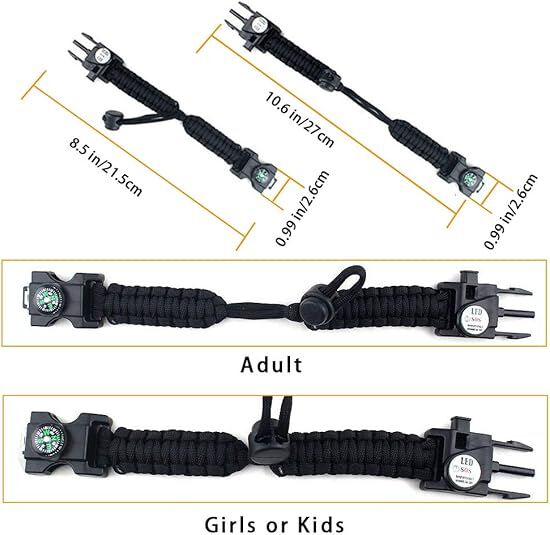 21-in-1 Paracord Survival Bracelet – 2 Pack
