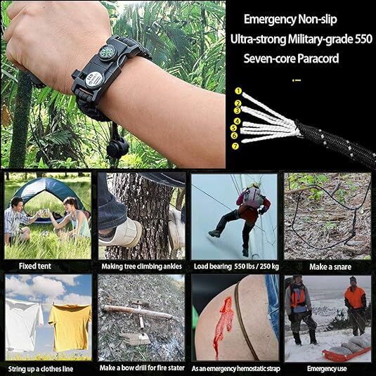 21-in-1 Paracord Survival Bracelet – 2 Pack
