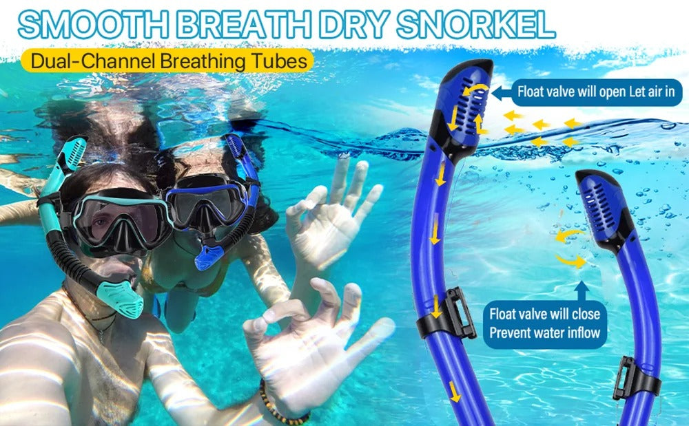 3-Piece Snorkel Set with Mask & Fins – L/XL