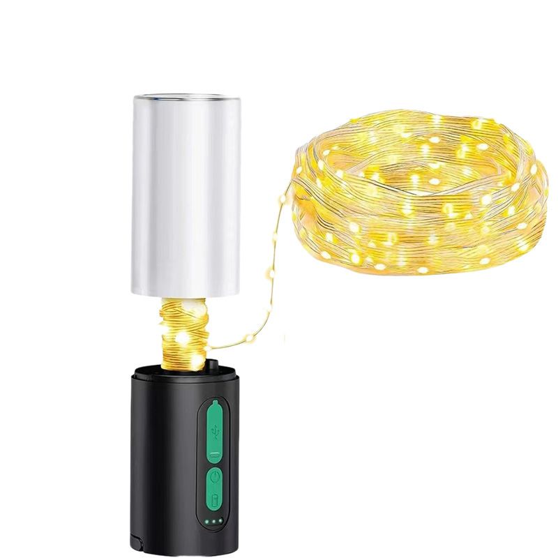 10m Camping String Lights with Lanterns – Rechargeable