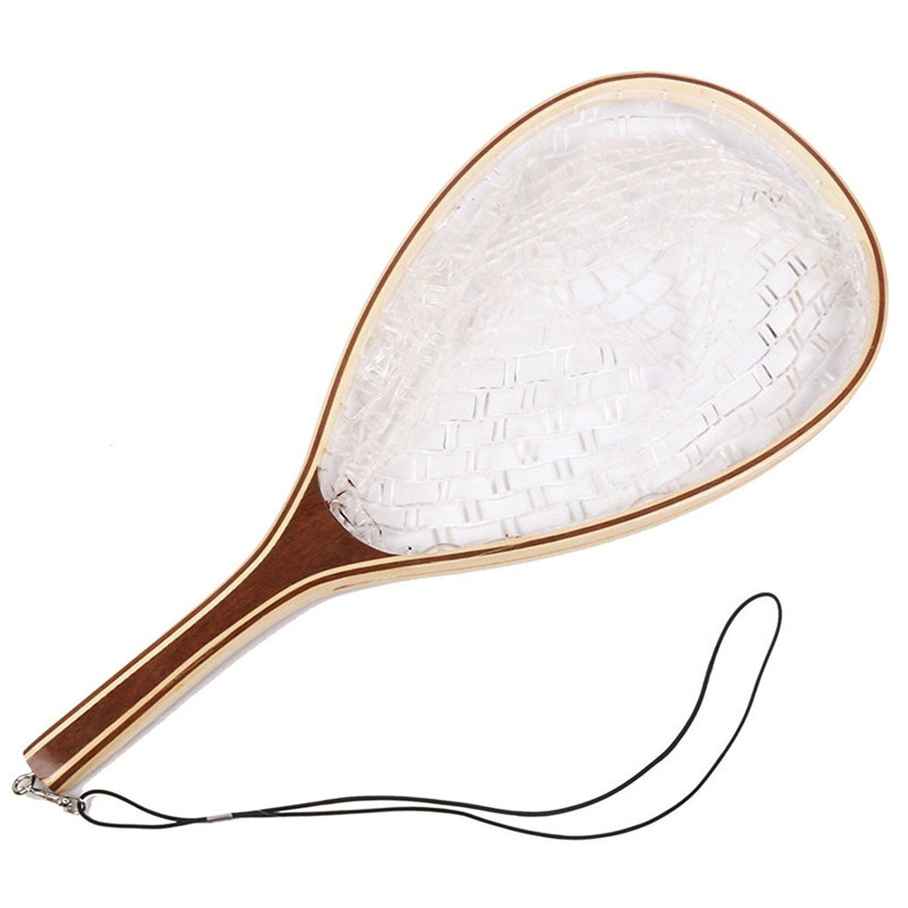 Rubber Mesh Trout Landing Net with Timber Handle