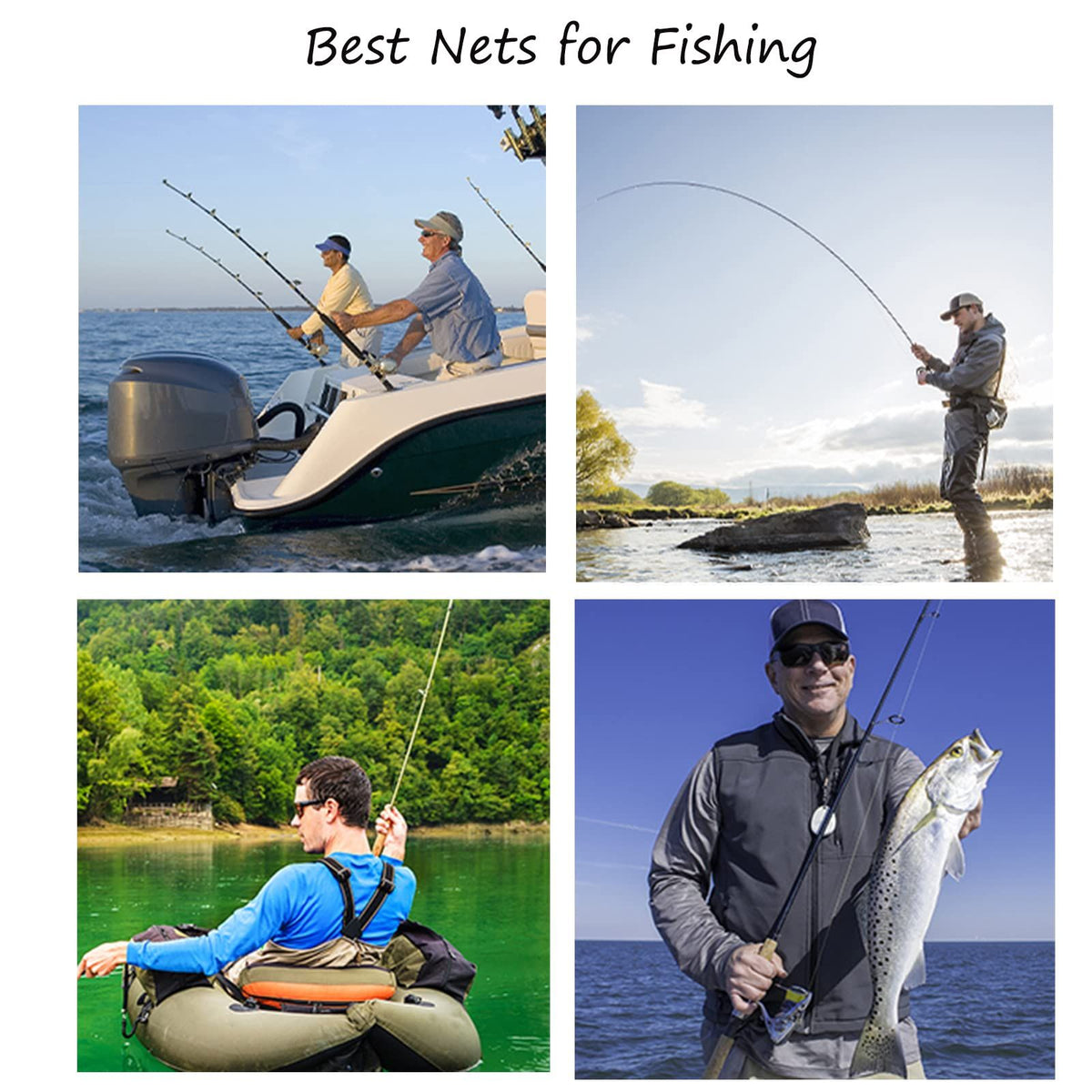Rubber Mesh Trout Landing Net with Timber Handle
