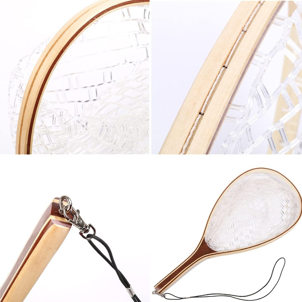 Rubber Mesh Trout Landing Net with Timber Handle