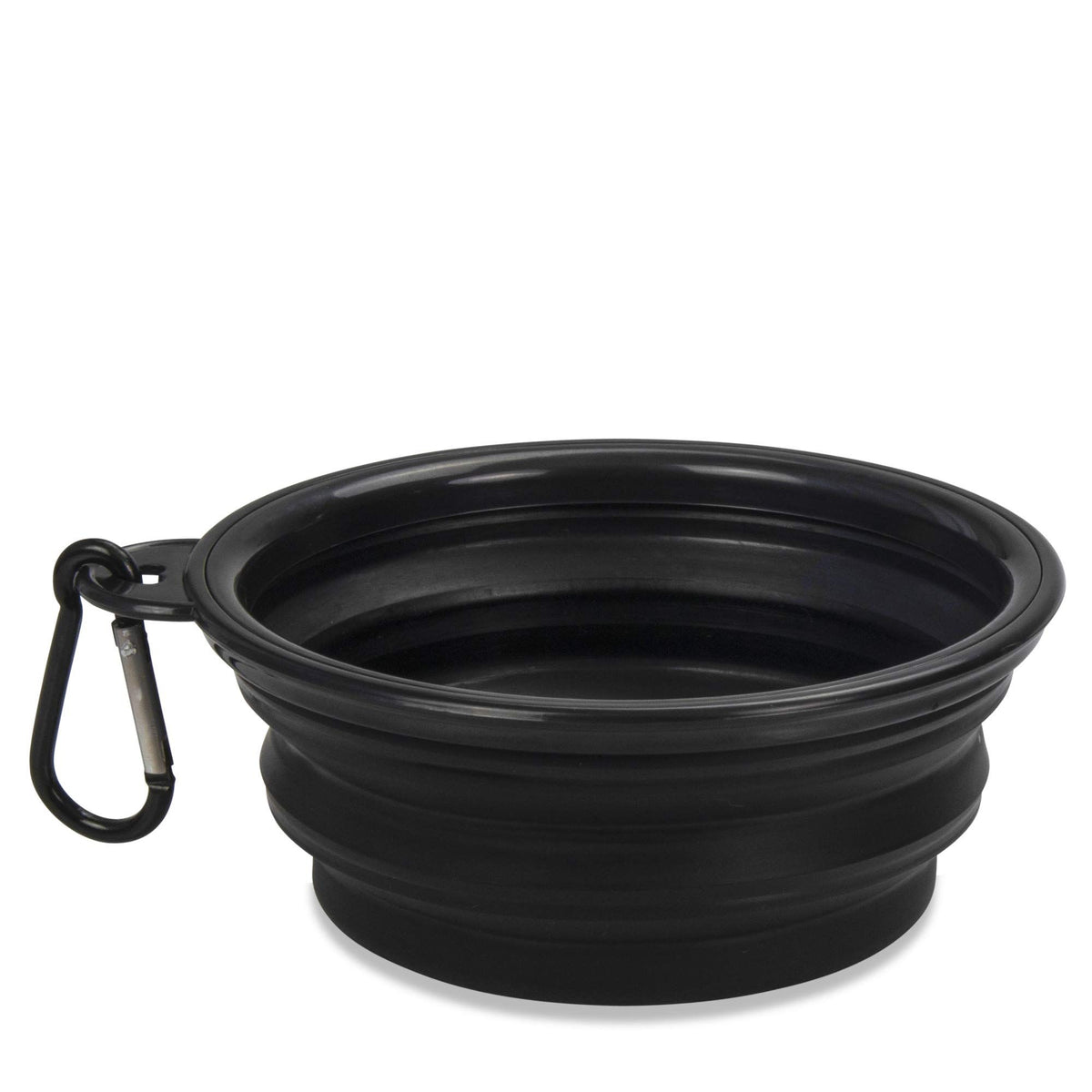 Collapsible Dog Travel Bowl with Carabiner – 350 ml, Black
