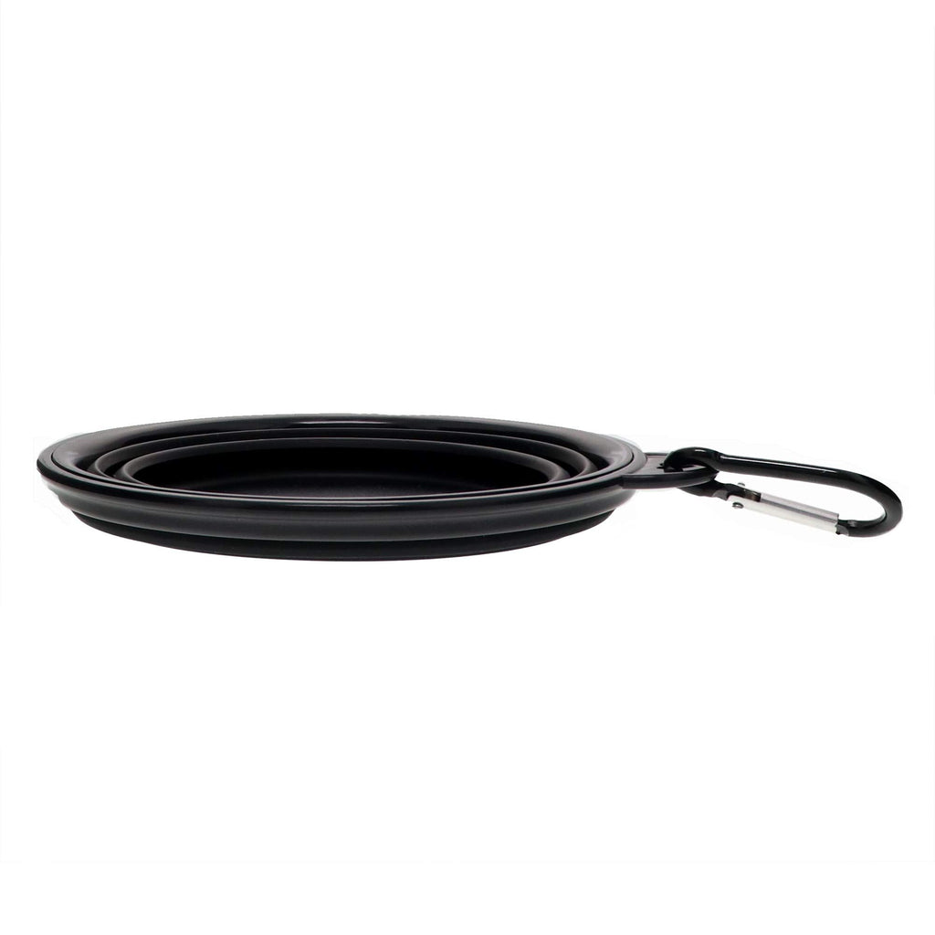 Collapsible Dog Travel Bowl with Carabiner – 350 ml, Black