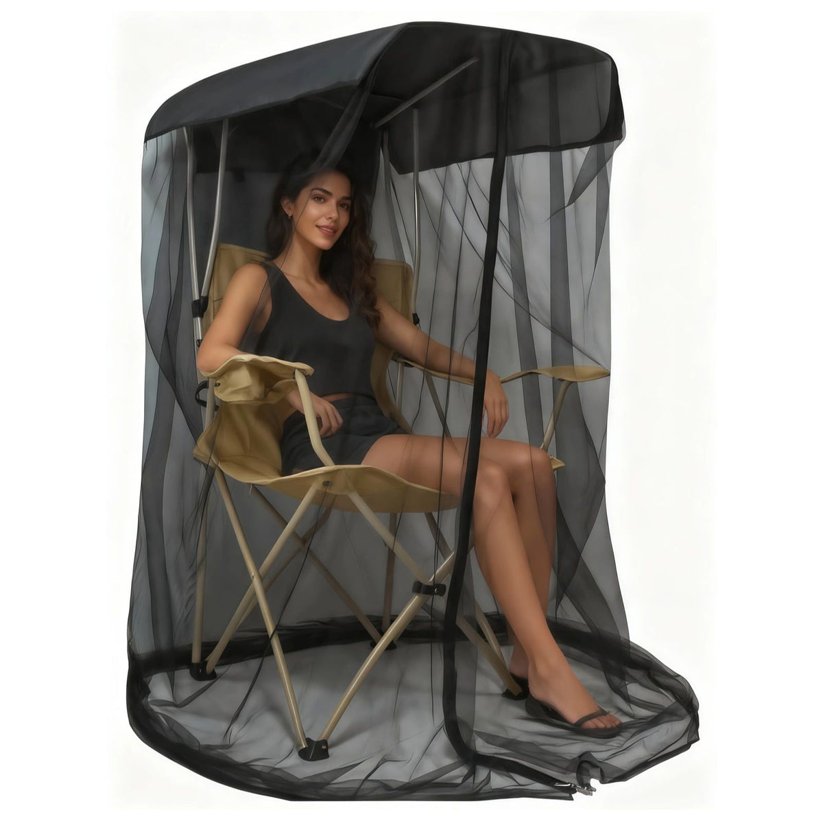 Mosquito Net Cover for Canopy Camp Chair – Black