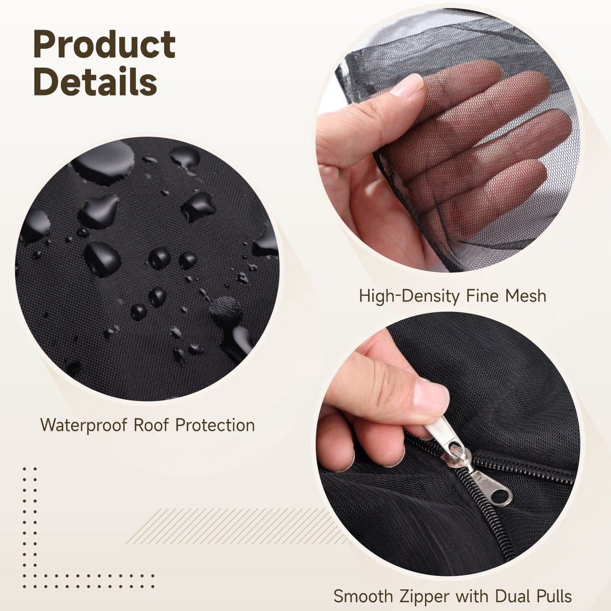 Mosquito Net Cover for Canopy Camp Chair – Black