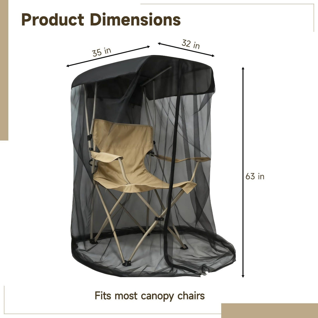 Mosquito Net Cover for Canopy Camp Chair – Black