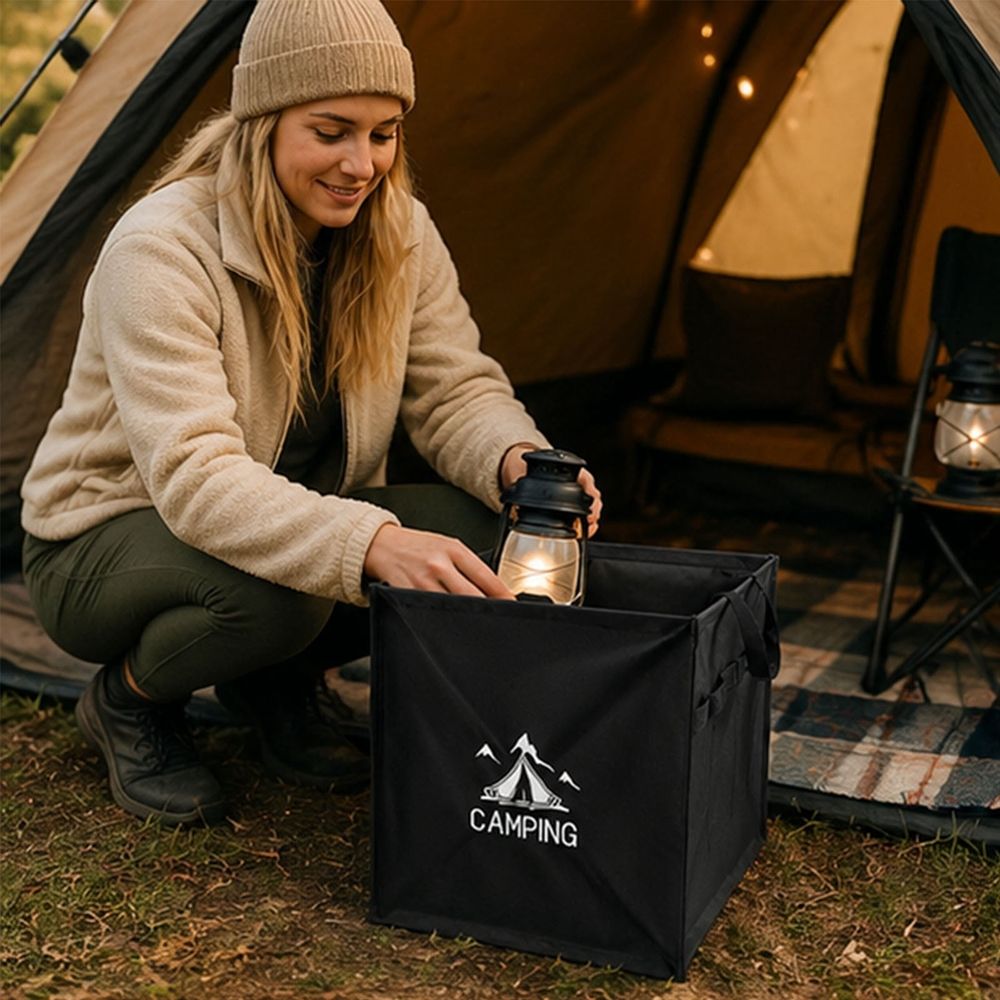 Foldable Camping Storage Bin with Handles