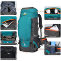 65L Water-Resistant Hiking Backpack with Rain Cover