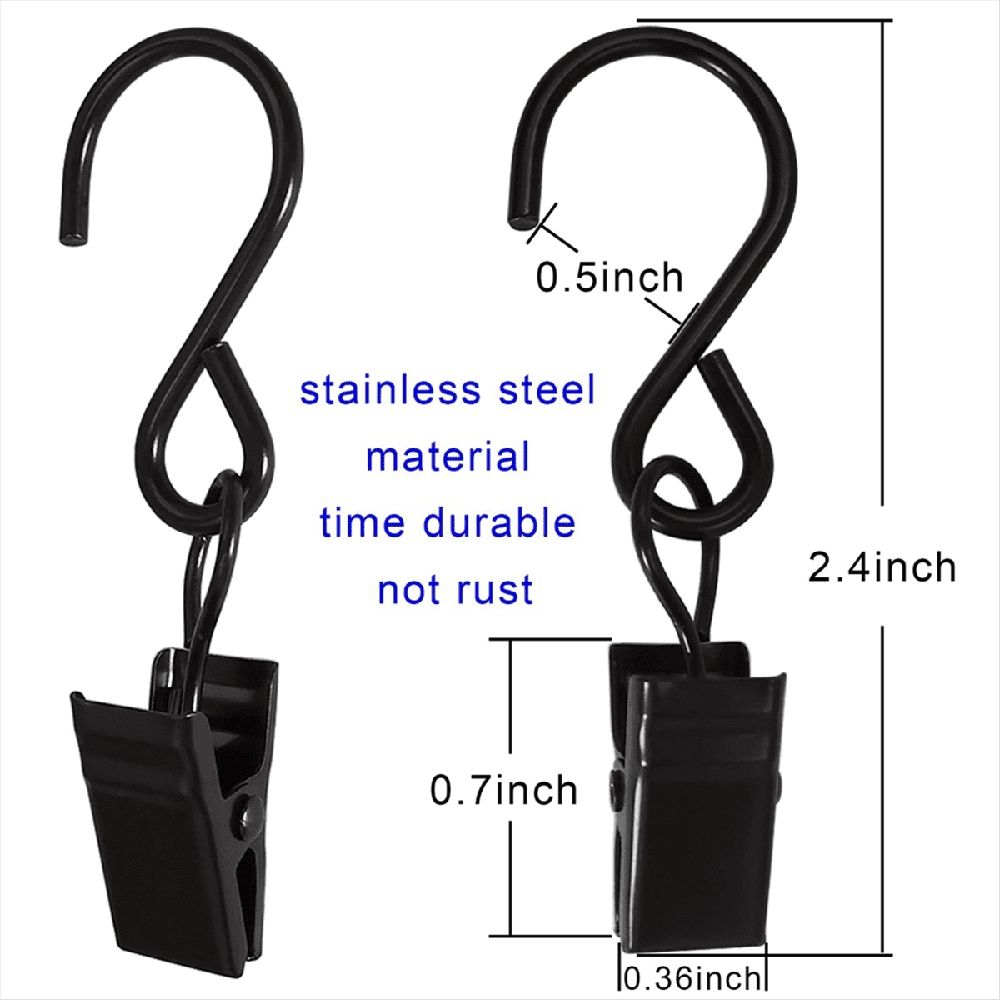 Stainless Steel Hanging Clips – 50 Pack, Black