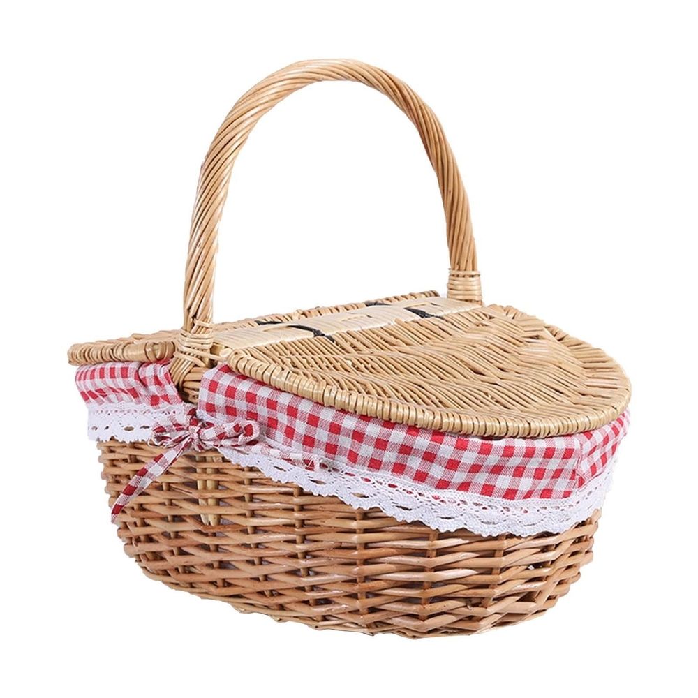 Wicker Picnic Basket with Liner – Khaki