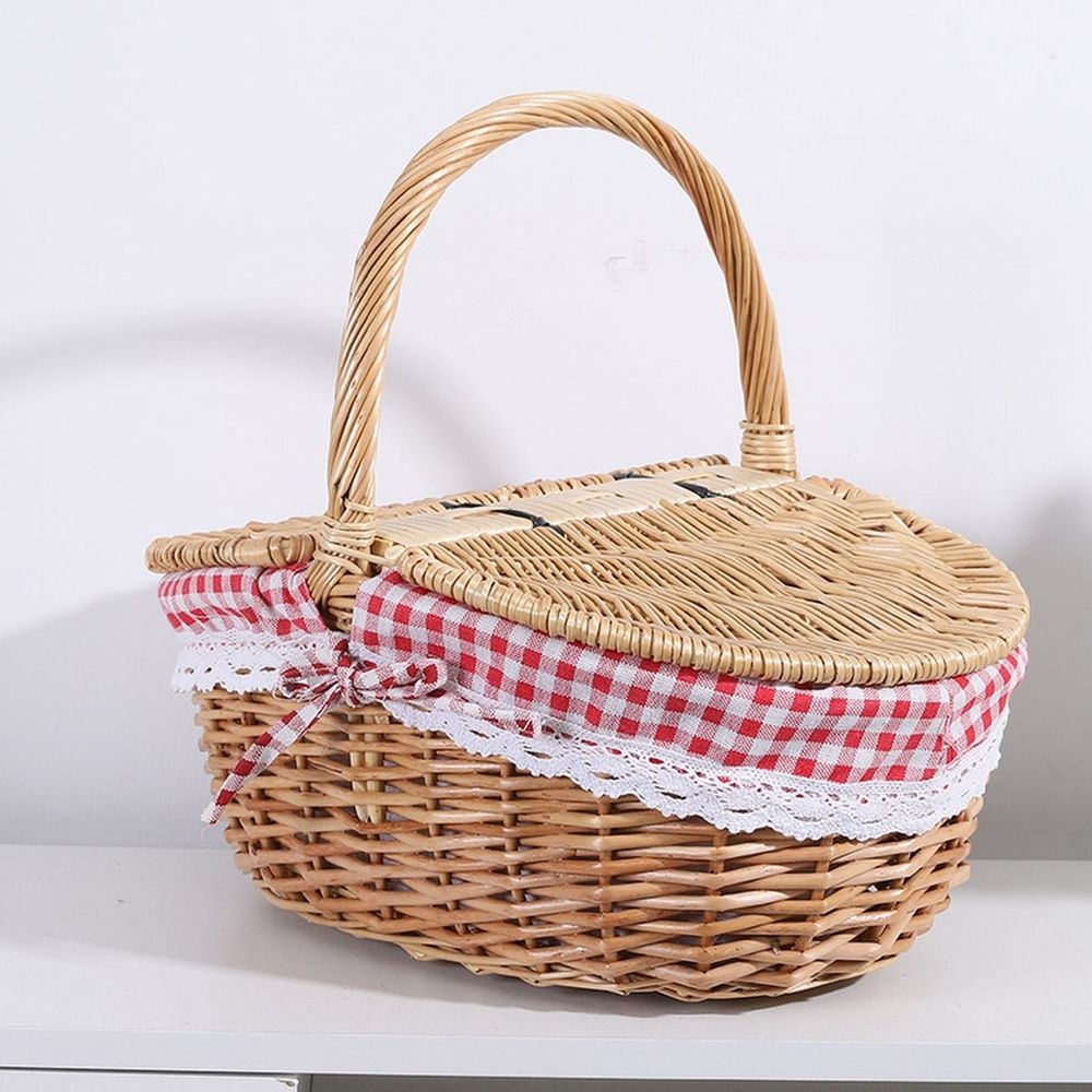 Wicker Picnic Basket with Liner – Khaki
