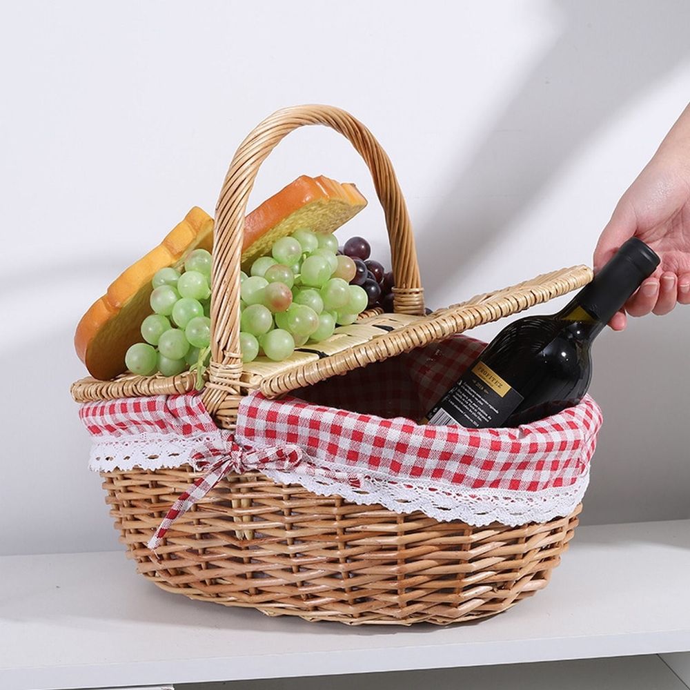 Wicker Picnic Basket with Liner – Khaki