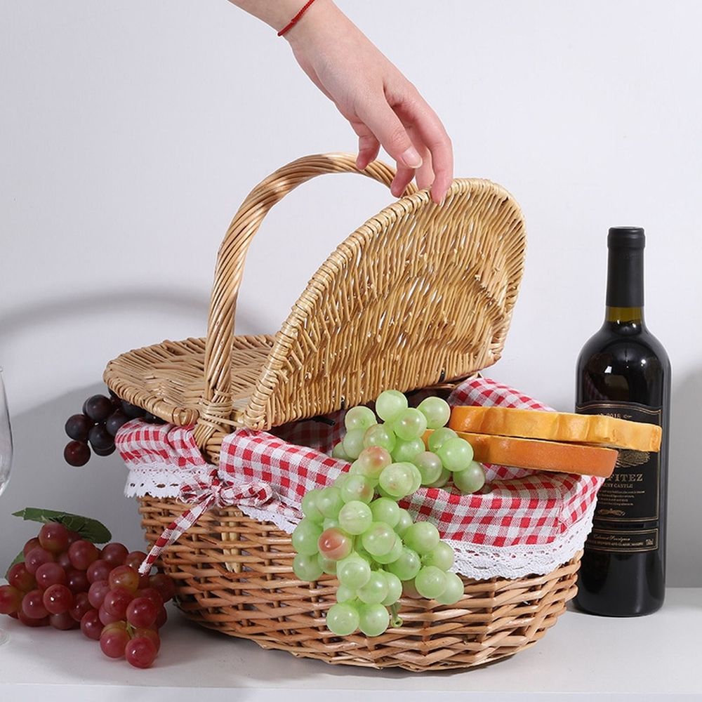 Wicker Picnic Basket with Liner – Khaki