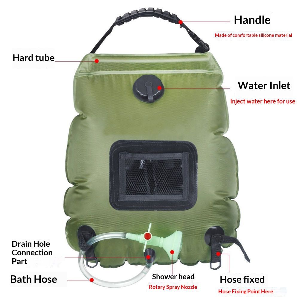 20L Solar Camp Shower Bag with Hose