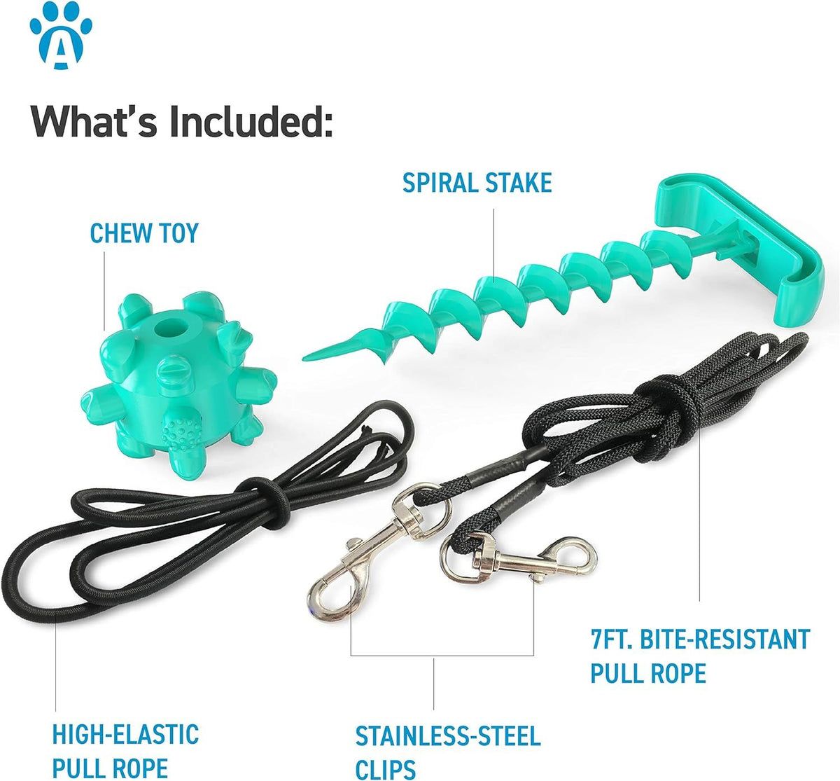 Dog Tie-Out Cable & Ground Stake with Chew Toy