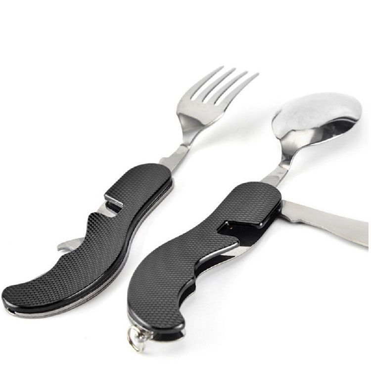 Stainless Steel Camp Kitchen Utensil Set – Black