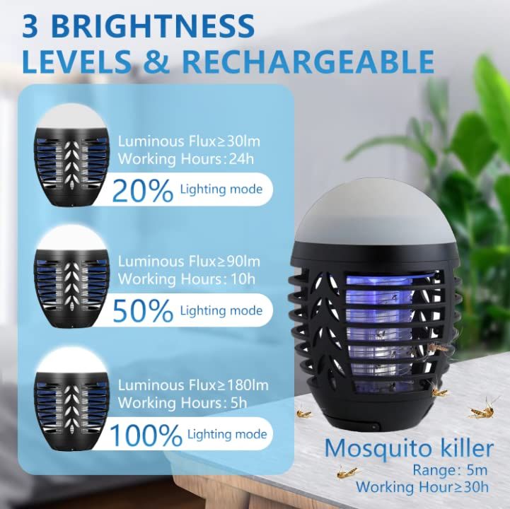 Rechargeable 2-in-1 Bug Zapper Lantern – IP66