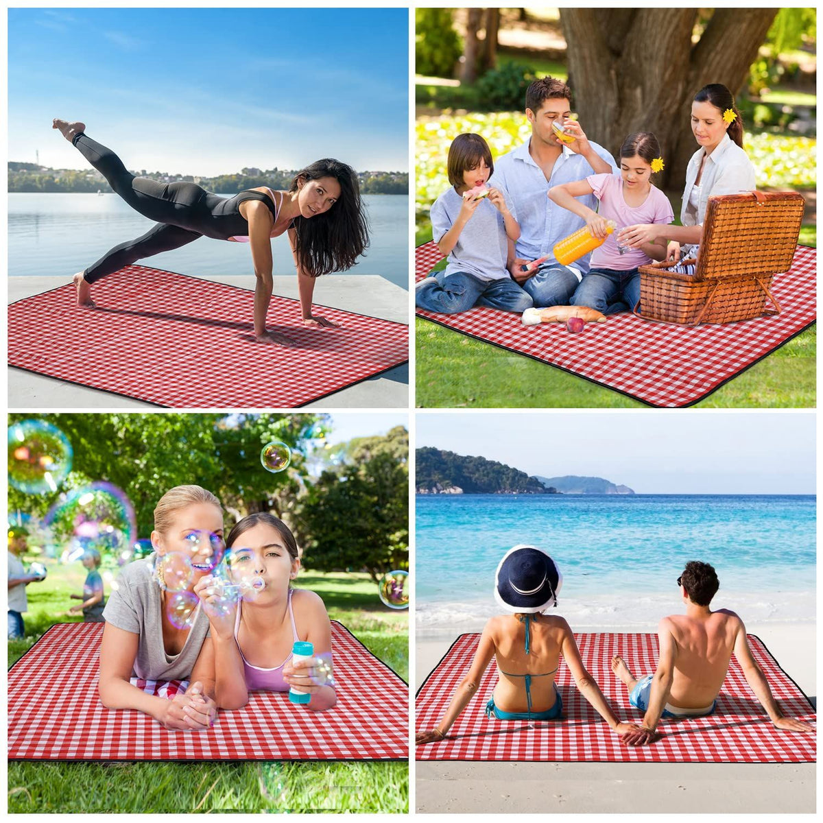 Water-Resistant Folding Picnic Blanket – Red