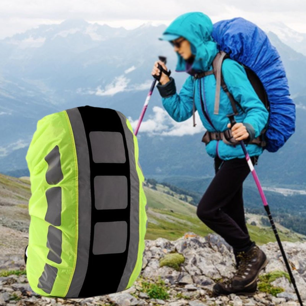 Waterproof Backpack Rain Cover with Reflective Strip