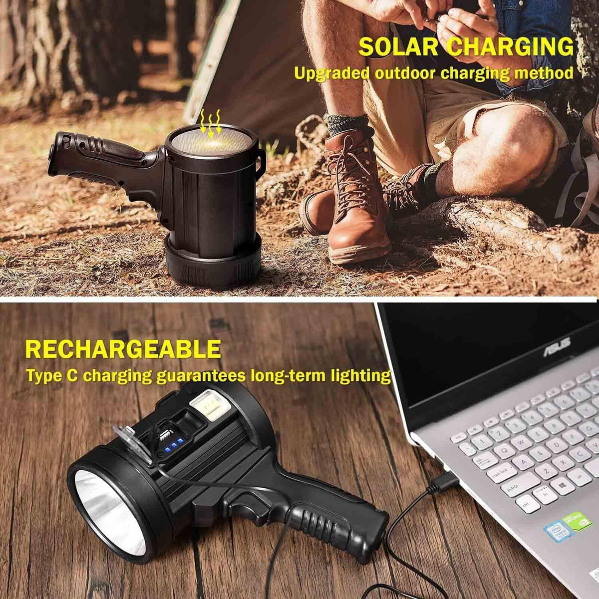 Rechargeable LED Spotlight with Solar Panel