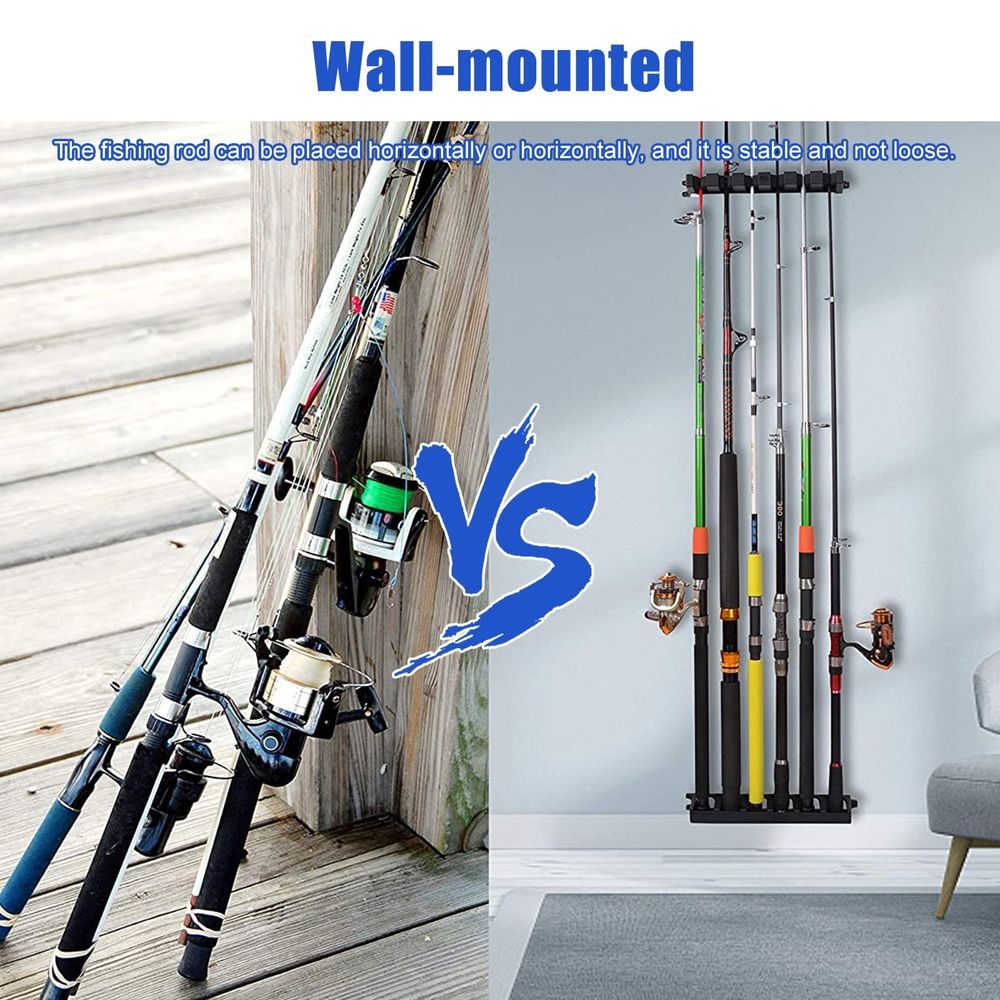Wall-Mounted 6-Rod Fishing Rod Rack