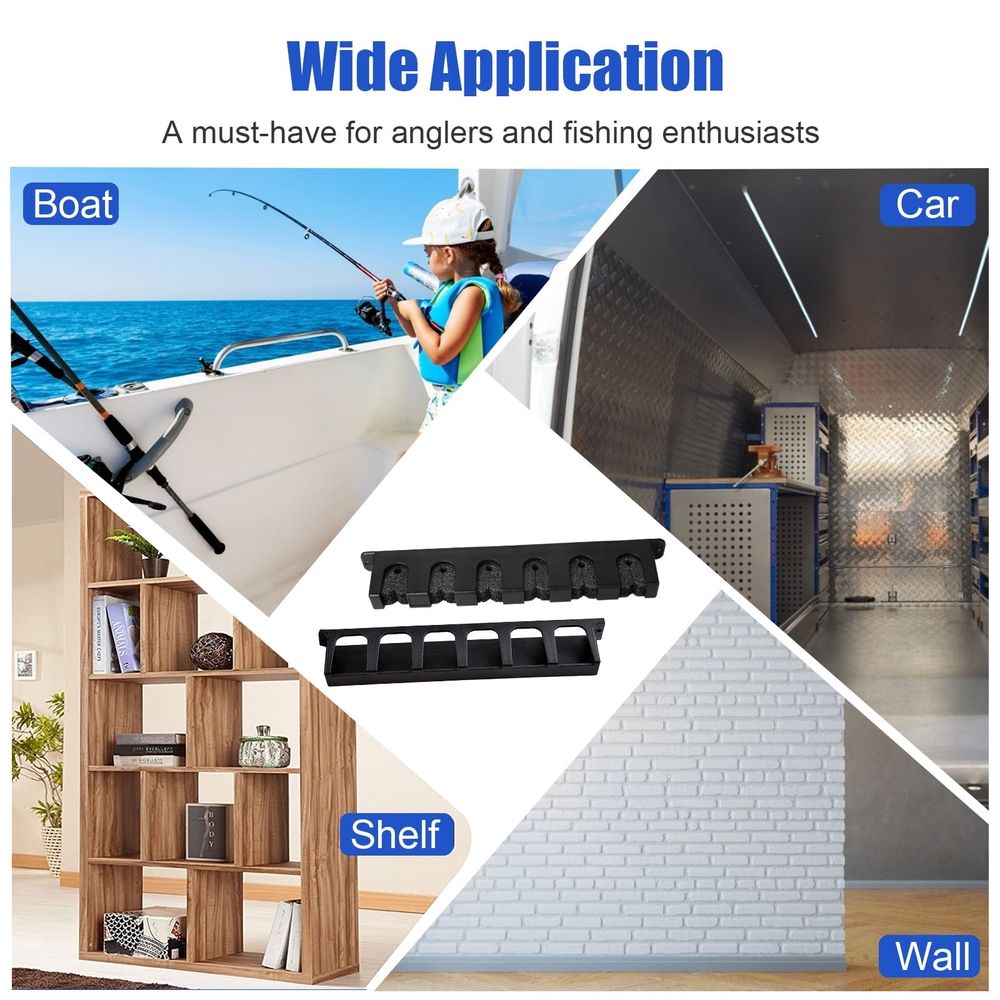 Wall-Mounted 6-Rod Fishing Rod Rack